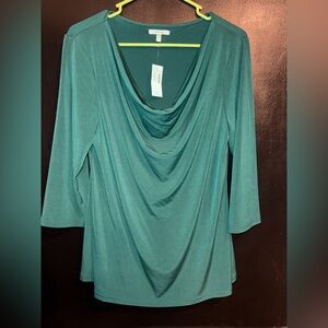 Maurices Green Drape Neck Blouse size L NWT